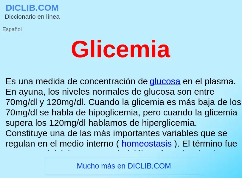 ¿Qué es Glicemia ? - significado y definición