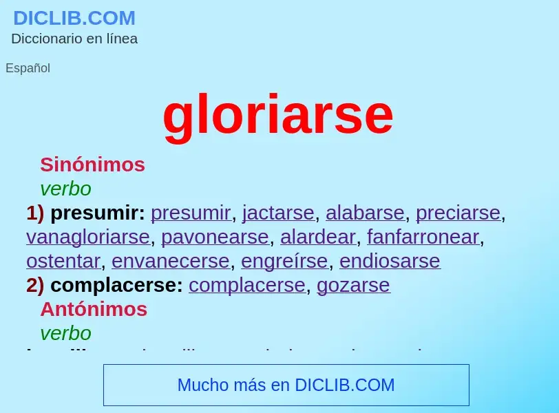 Was ist gloriarse - Definition