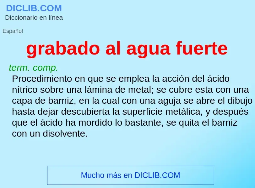 ¿Qué es grabado al agua fuerte? - significado y definición