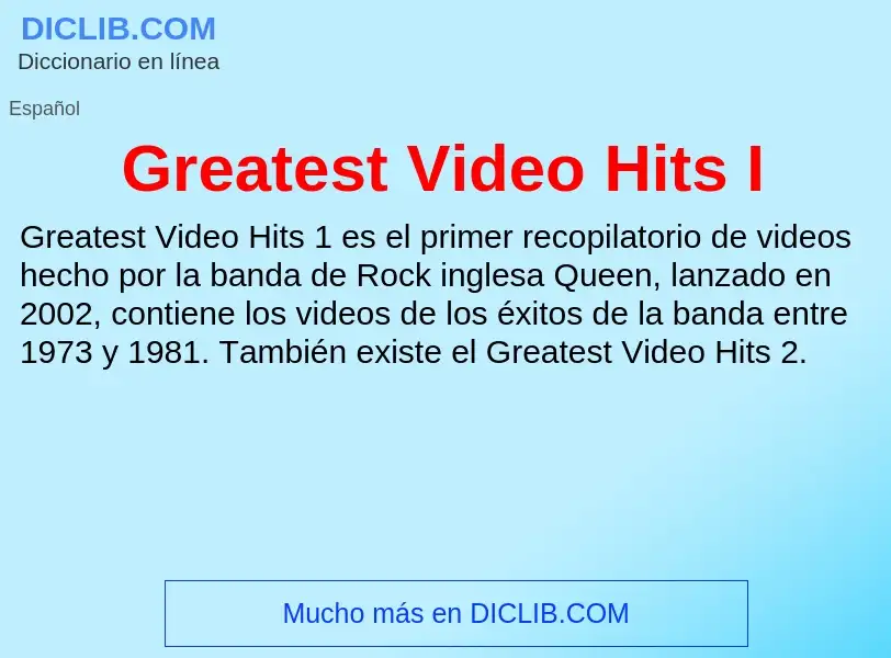 Τι είναι Greatest Video Hits I - ορισμός