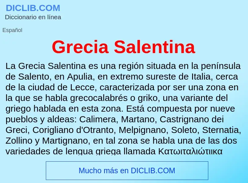 ¿Qué es Grecia Salentina? - significado y definición