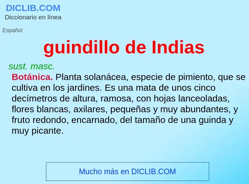 ¿Qué es guindillo de Indias? - significado y definición