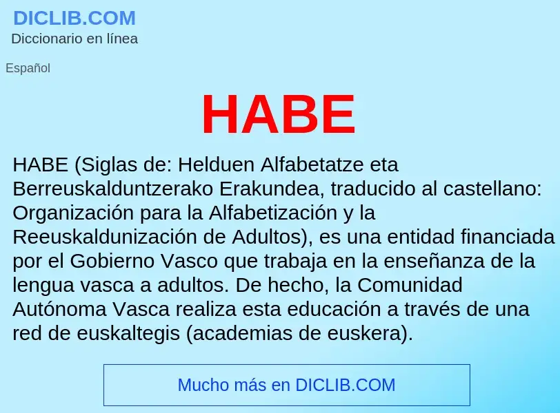 ¿Qué es HABE? - significado y definición