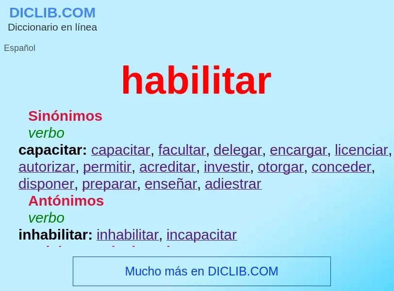 What is habilitar - meaning and definition