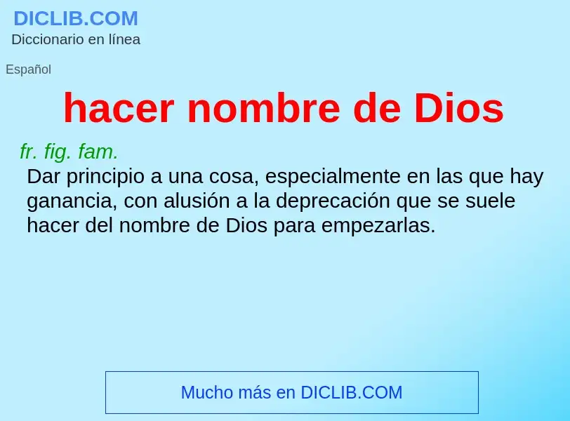 Wat is hacer nombre de Dios - definition