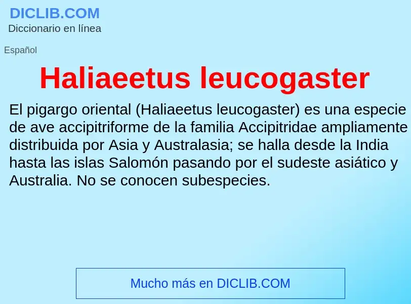 Что такое Haliaeetus leucogaster - определение