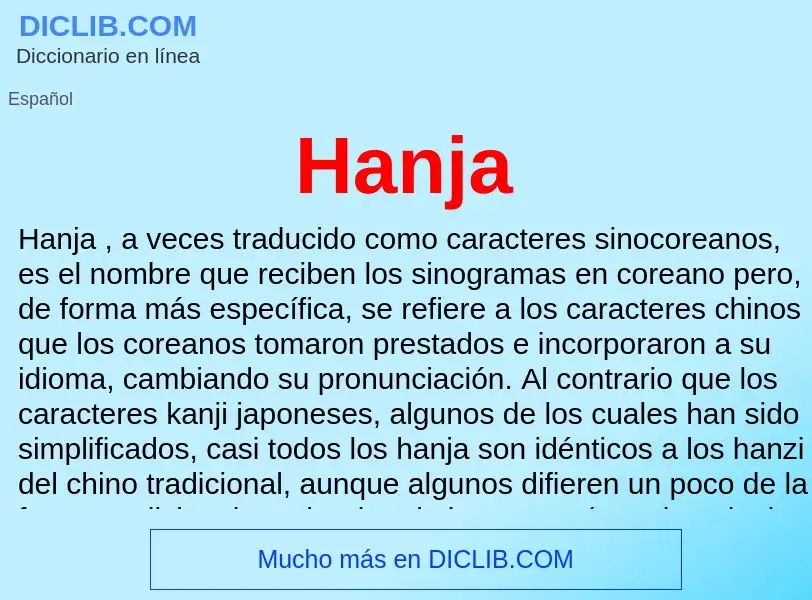 ¿Qué es Hanja? - significado y definición