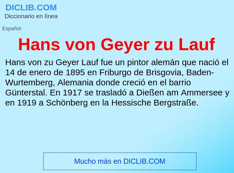 ¿Qué es Hans von Geyer zu Lauf? - significado y definición