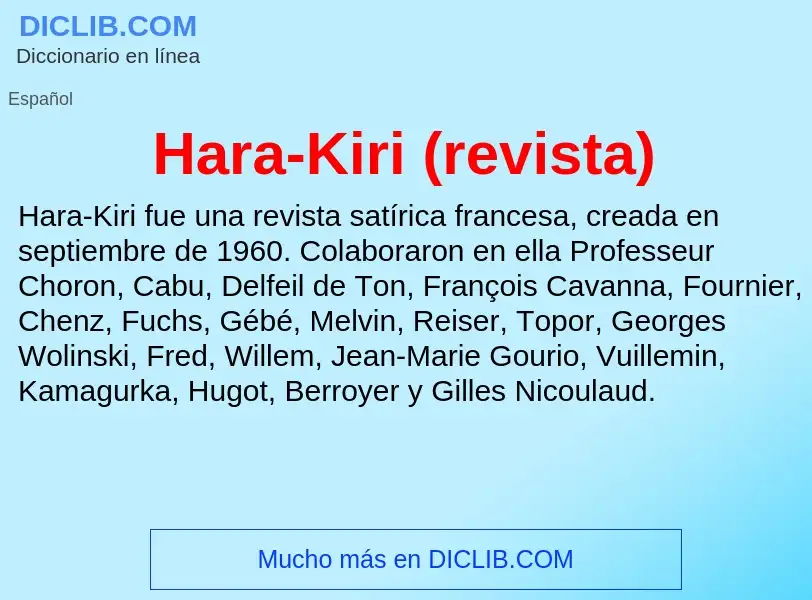 What is Hara-Kiri (revista) - meaning and definition