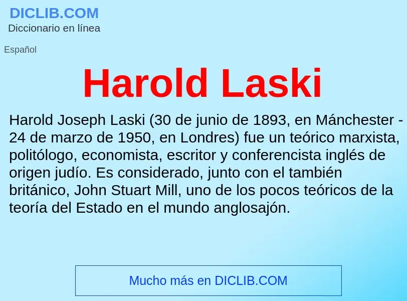 What is Harold Laski - meaning and definition