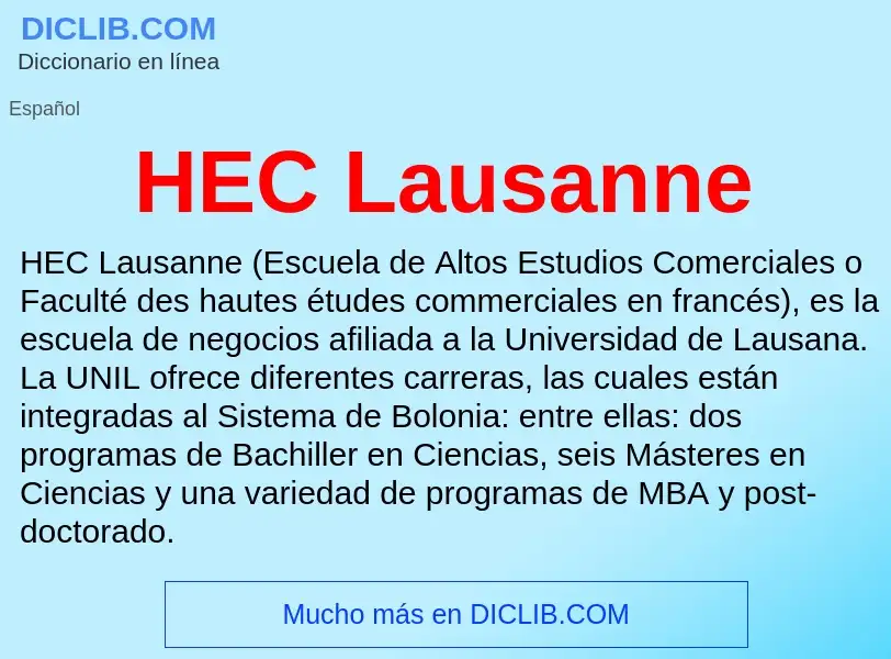 Qu'est-ce que HEC Lausanne - définition