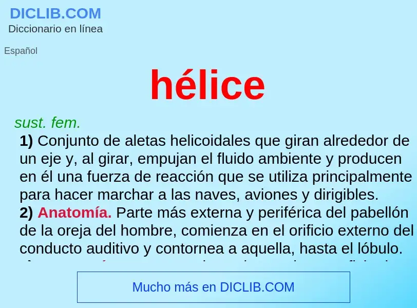 ¿Qué es hélice? - significado y definición