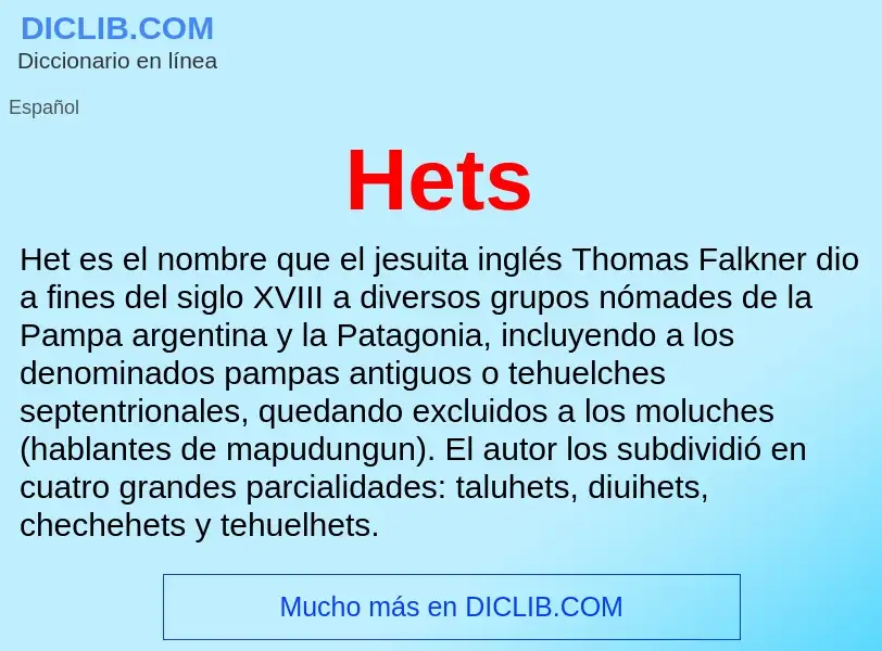 ¿Qué es Hets? - significado y definición