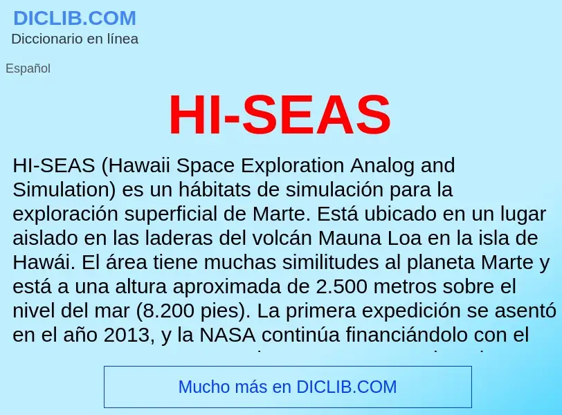 Qu'est-ce que HI-SEAS - définition