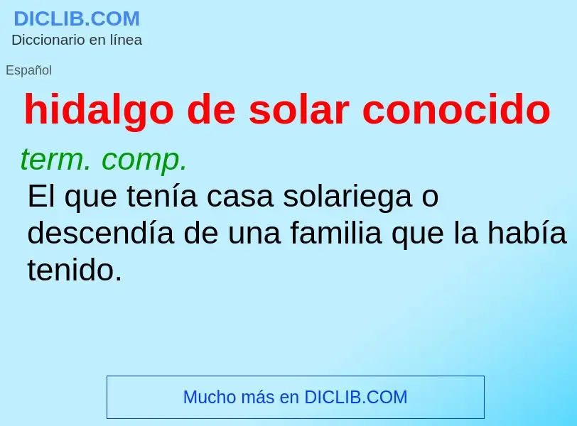 Что такое hidalgo de solar conocido - определение