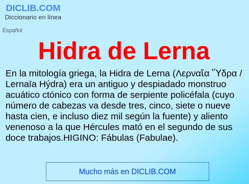 ¿Qué es Hidra de Lerna? - significado y definición