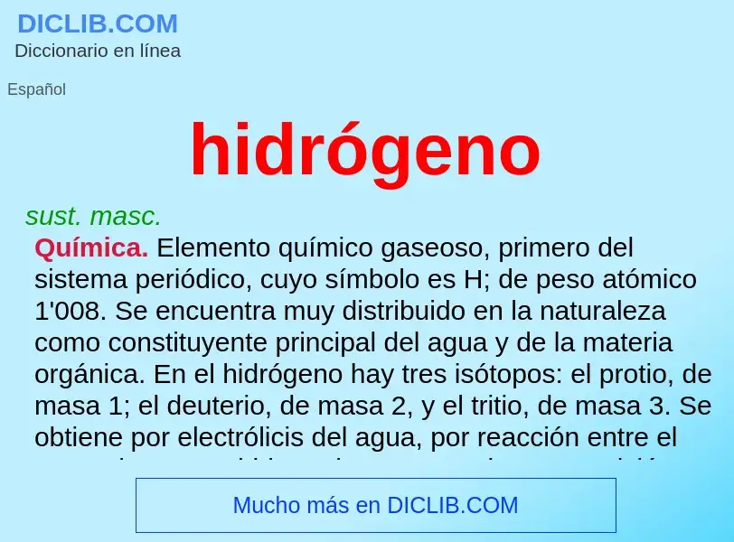 ¿Qué es hidrógeno? - significado y definición