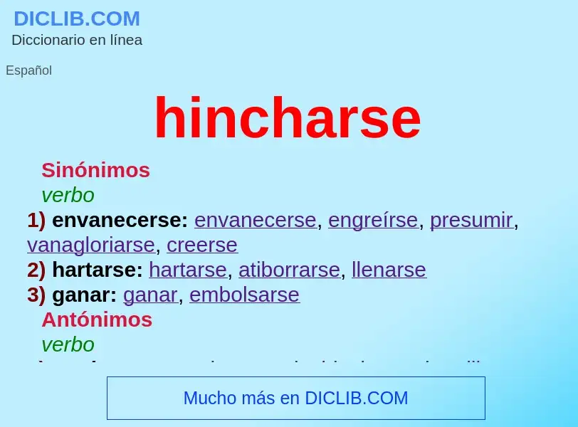 What is hincharse - meaning and definition