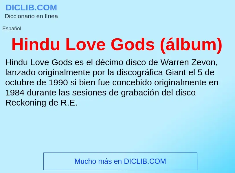 Что такое Hindu Love Gods (álbum) - определение