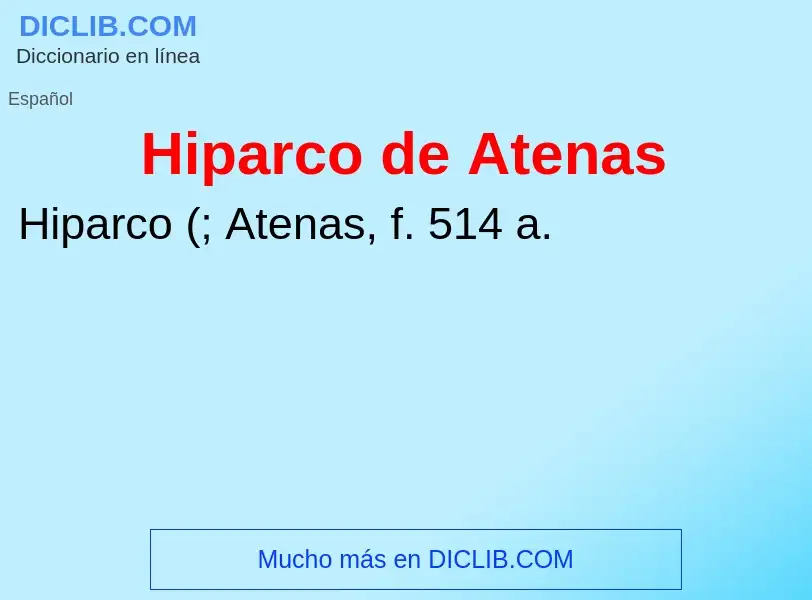 ¿Qué es Hiparco de Atenas? - significado y definición