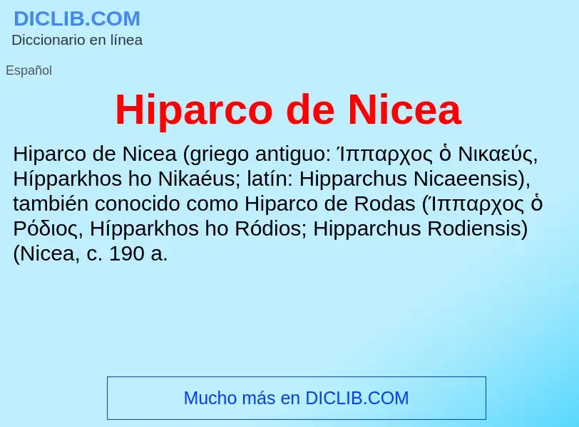 ¿Qué es Hiparco de Nicea? - significado y definición