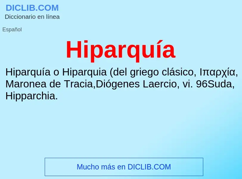 ¿Qué es Hiparquía? - significado y definición