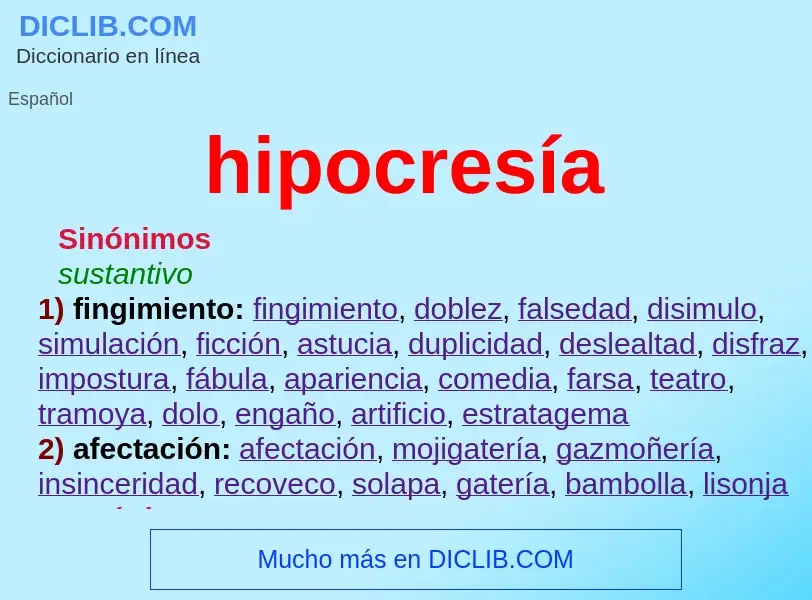 What is hipocresía - definition