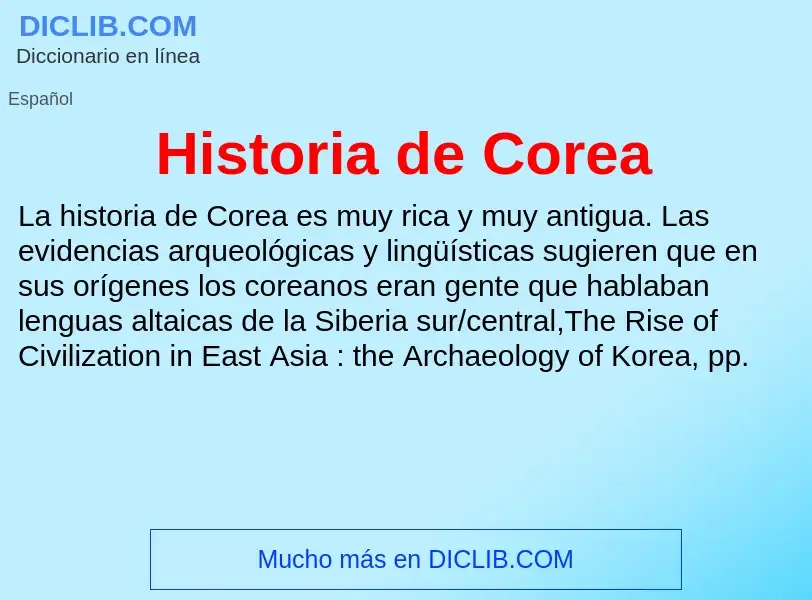 ¿Qué es Historia de Corea? - significado y definición