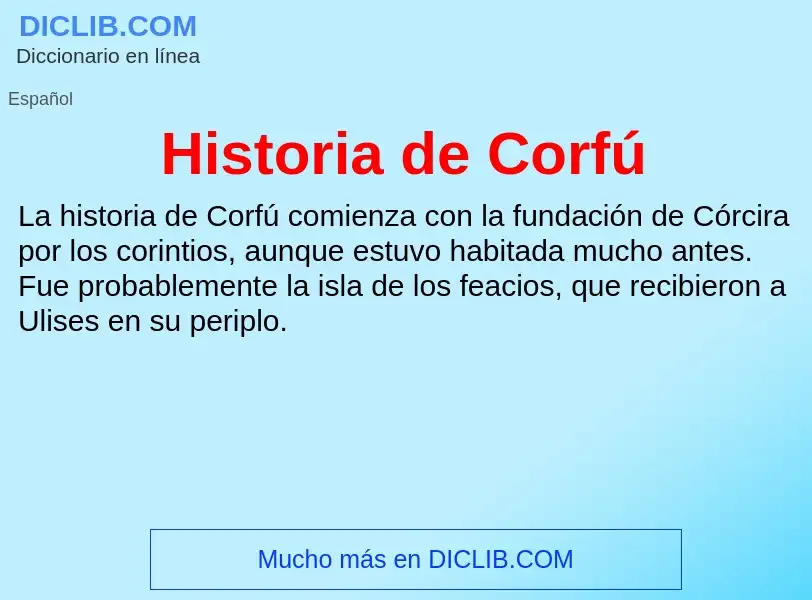 ¿Qué es Historia de Corfú? - significado y definición