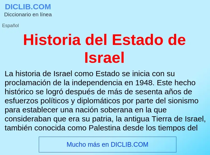 ¿Qué es Historia del Estado de Israel? - significado y definición