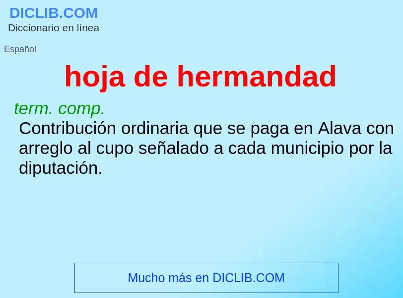 What is hoja de hermandad - definition