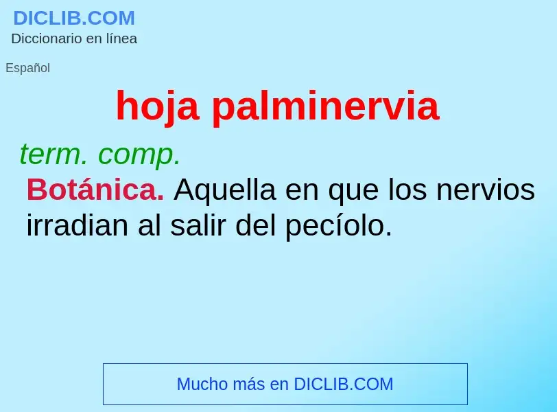 ¿Qué es hoja palminervia? - significado y definición