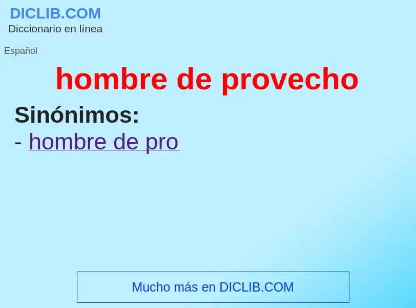 What is hombre de provecho - meaning and definition