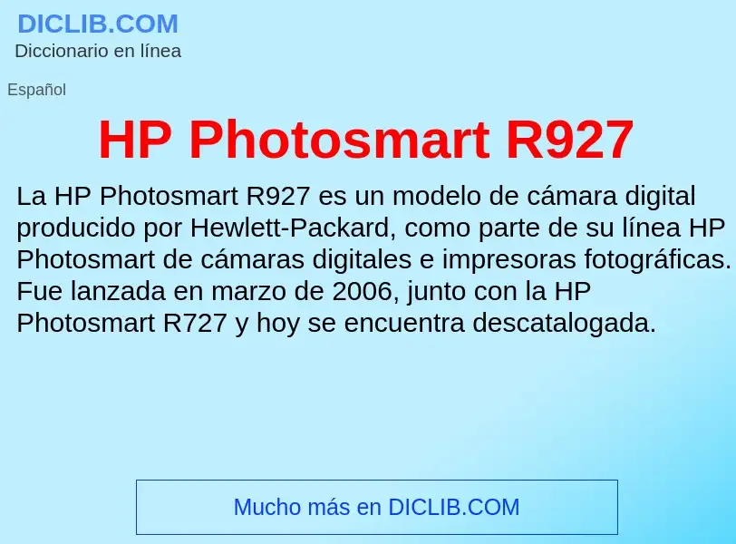 Что такое HP Photosmart R927 - определение