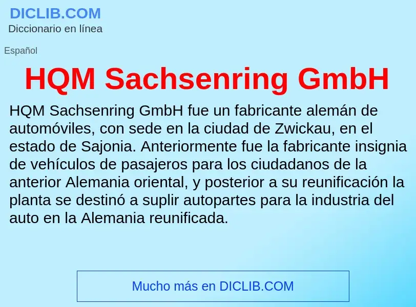 Что такое HQM Sachsenring GmbH - определение