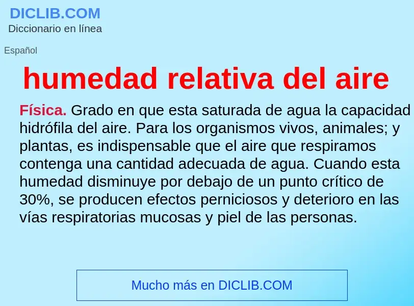 ¿Qué es humedad relativa del aire? - significado y definición