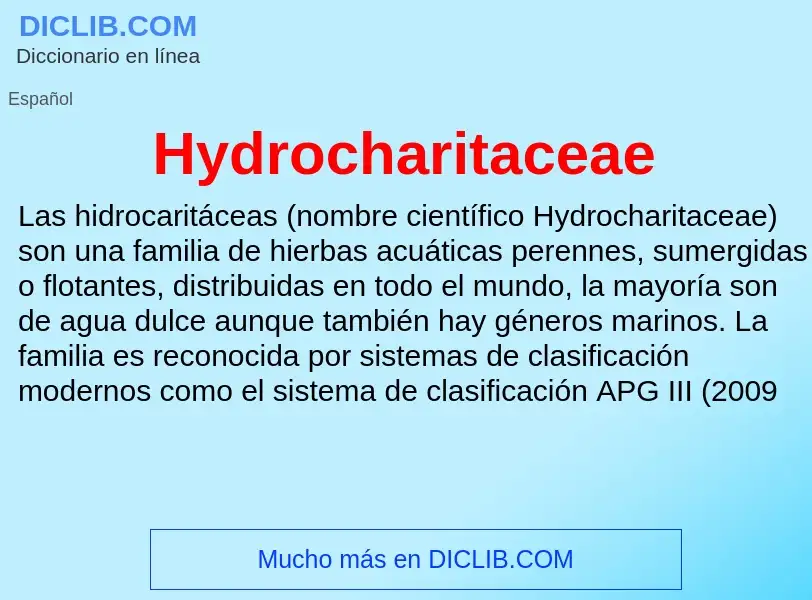 ¿Qué es Hydrocharitaceae? - significado y definición