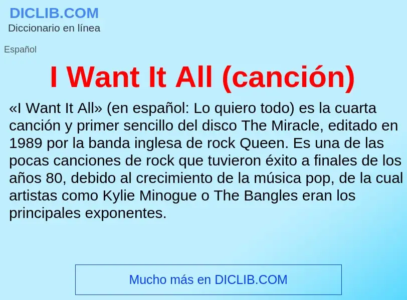 Was ist I Want It All (canción) - Definition