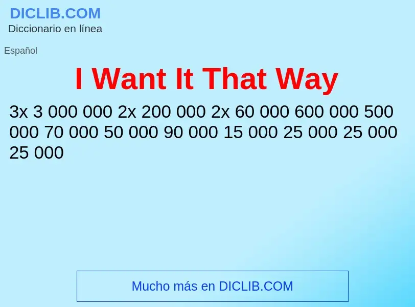 Was ist I Want It That Way - Definition