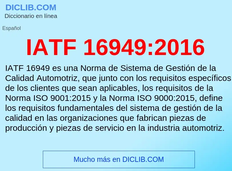 What is IATF 16949:2016 - definition