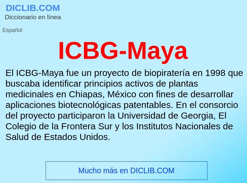 Wat is ICBG-Maya - definition