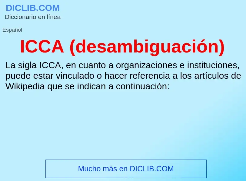 Wat is ICCA (desambiguación) - definition