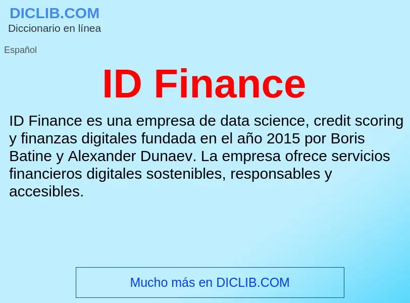 Wat is ID Finance - definition