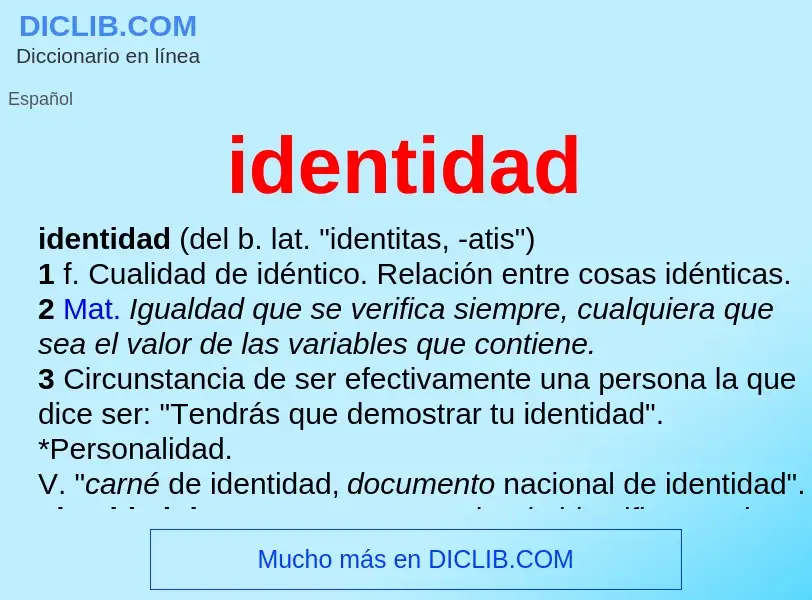 What is identidad - meaning and definition