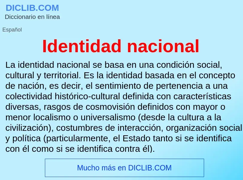 ¿Qué es Identidad nacional? - significado y definición