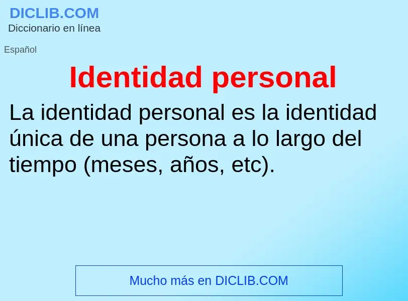 ¿Qué es Identidad personal? - significado y definición