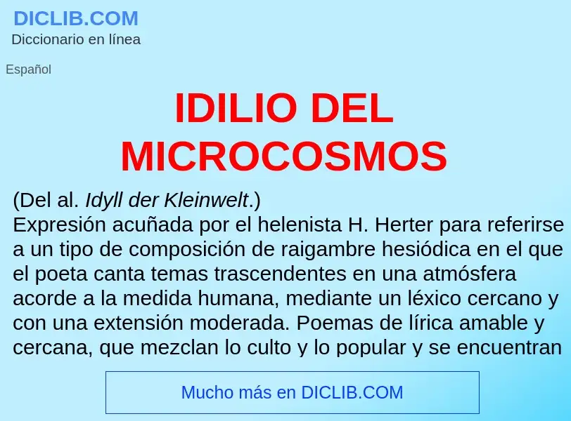 Wat is IDILIO DEL MICROCOSMOS - definition