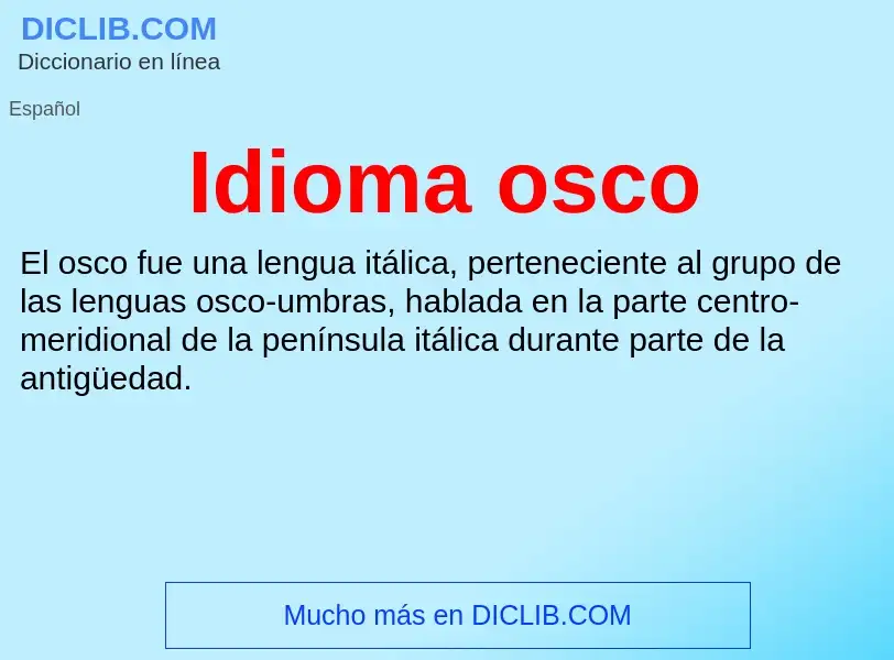 Was ist Idioma osco - Definition