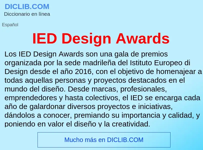 Wat is IED Design Awards - definition