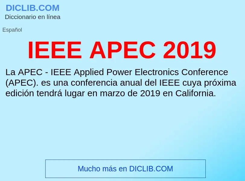 Wat is IEEE APEC 2019 - definition